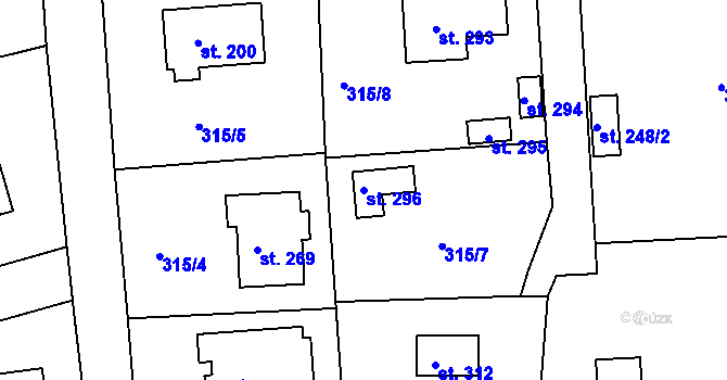 Parcela st. 296 v KÚ Skuhrov pod Brdy, Katastrální mapa