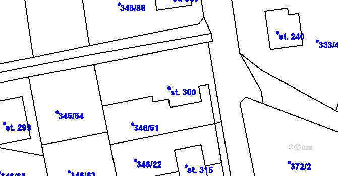 Parcela st. 300 v KÚ Skuhrov pod Brdy, Katastrální mapa