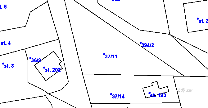 Parcela st. 37/11 v KÚ Skuhrov pod Brdy, Katastrální mapa