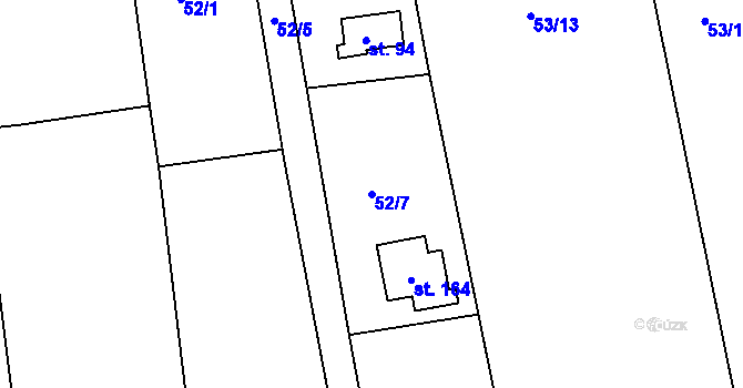Parcela st. 52/7 v KÚ Skuhrov pod Brdy, Katastrální mapa