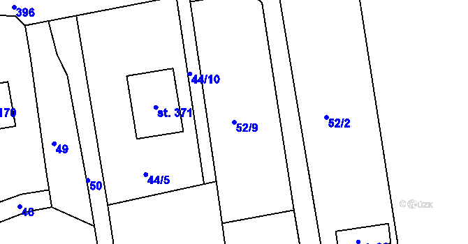 Parcela st. 52/9 v KÚ Skuhrov pod Brdy, Katastrální mapa