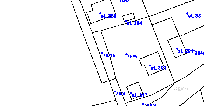 Parcela st. 78/15 v KÚ Skuhrov pod Brdy, Katastrální mapa