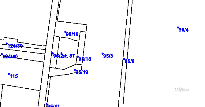 Parcela st. 95/3 v KÚ Skuhrov pod Brdy, Katastrální mapa