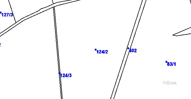 Parcela st. 124/2 v KÚ Skuhrov pod Brdy, Katastrální mapa
