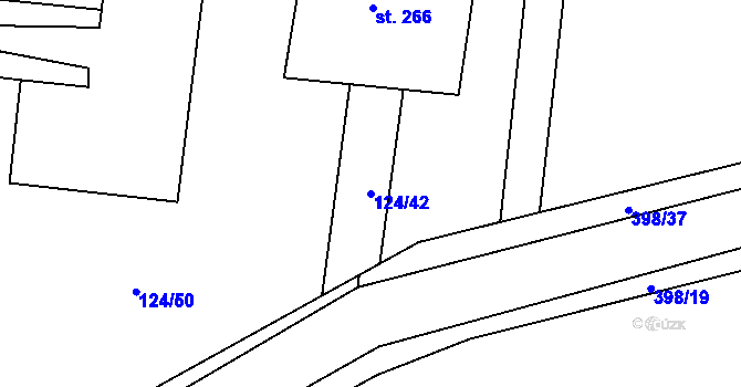 Parcela st. 124/42 v KÚ Skuhrov pod Brdy, Katastrální mapa