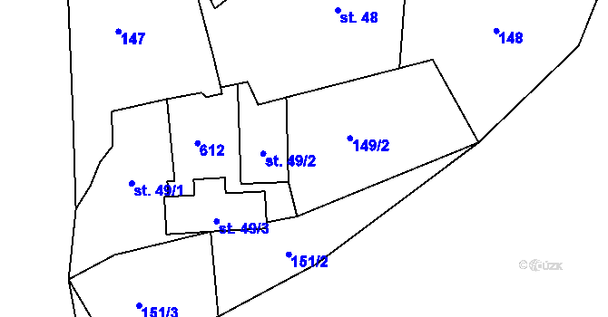 Parcela st. 149/1 v KÚ Skuhrov pod Brdy, Katastrální mapa
