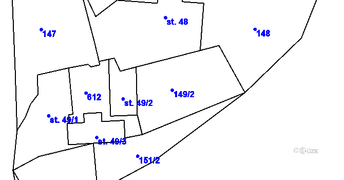 Parcela st. 149/2 v KÚ Skuhrov pod Brdy, Katastrální mapa