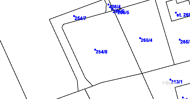 Parcela st. 254/8 v KÚ Skuhrov pod Brdy, Katastrální mapa
