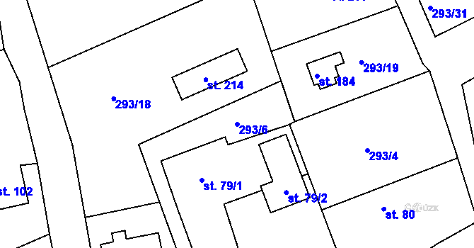 Parcela st. 293/6 v KÚ Skuhrov pod Brdy, Katastrální mapa