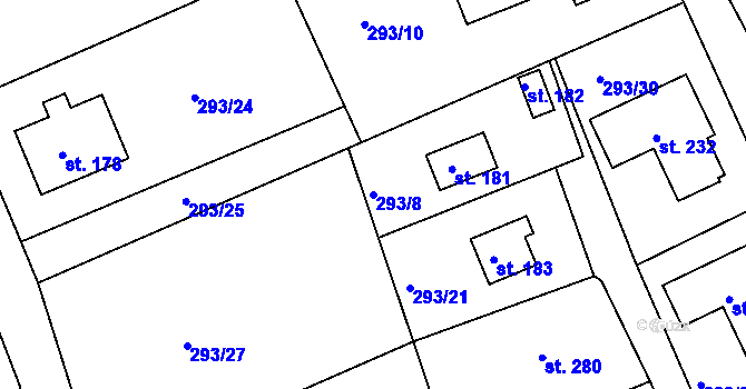 Parcela st. 293/8 v KÚ Skuhrov pod Brdy, Katastrální mapa