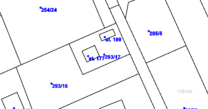 Parcela st. 293/17 v KÚ Skuhrov pod Brdy, Katastrální mapa
