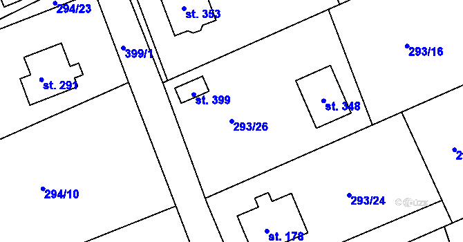 Parcela st. 293/26 v KÚ Skuhrov pod Brdy, Katastrální mapa