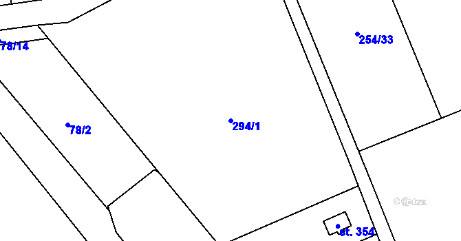 Parcela st. 294/1 v KÚ Skuhrov pod Brdy, Katastrální mapa