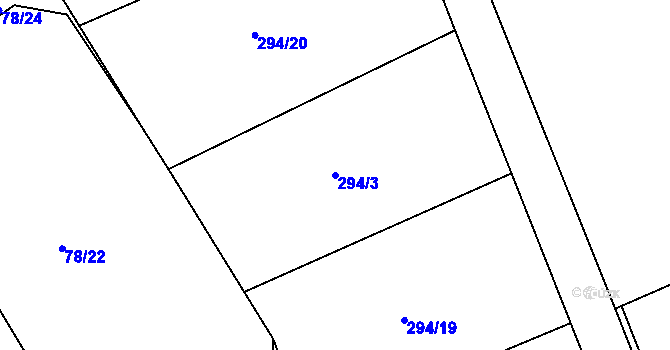 Parcela st. 294/3 v KÚ Skuhrov pod Brdy, Katastrální mapa