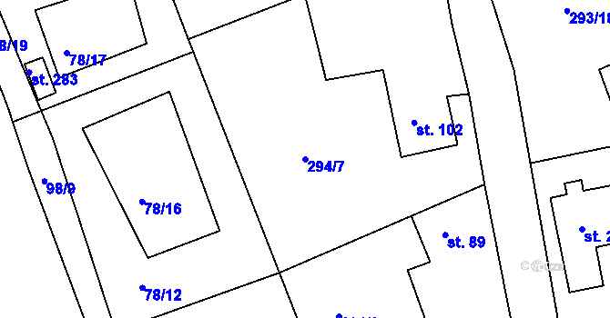 Parcela st. 294/7 v KÚ Skuhrov pod Brdy, Katastrální mapa