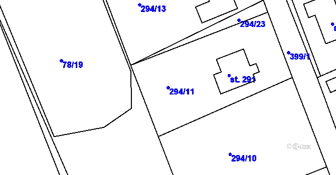 Parcela st. 294/11 v KÚ Skuhrov pod Brdy, Katastrální mapa