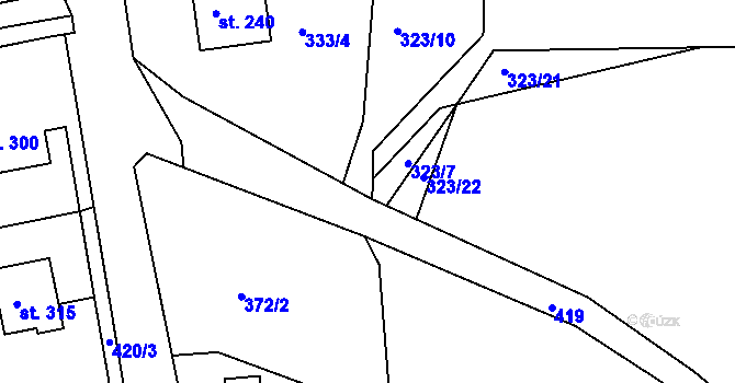 Parcela st. 323/8 v KÚ Skuhrov pod Brdy, Katastrální mapa