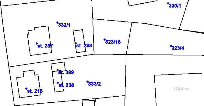 Parcela st. 323/13 v KÚ Skuhrov pod Brdy, Katastrální mapa