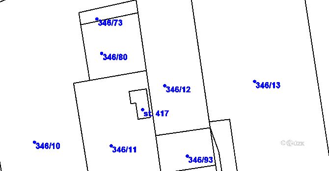 Parcela st. 346/12 v KÚ Skuhrov pod Brdy, Katastrální mapa