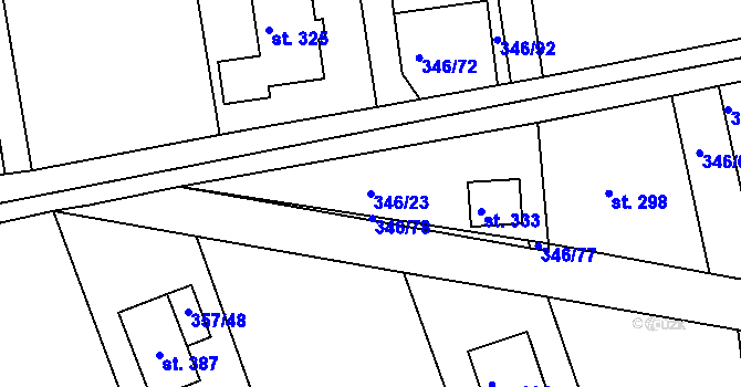 Parcela st. 346/23 v KÚ Skuhrov pod Brdy, Katastrální mapa