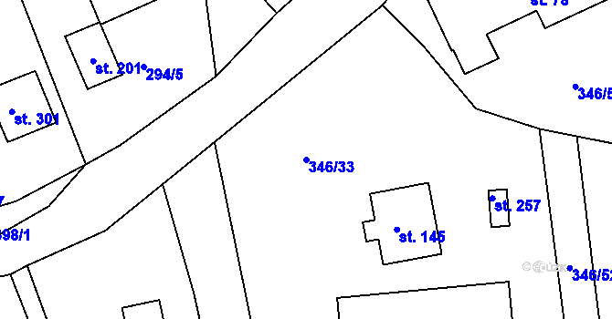 Parcela st. 346/33 v KÚ Skuhrov pod Brdy, Katastrální mapa