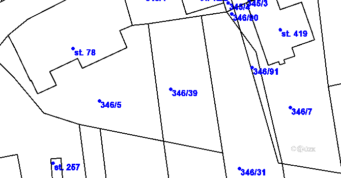Parcela st. 346/39 v KÚ Skuhrov pod Brdy, Katastrální mapa
