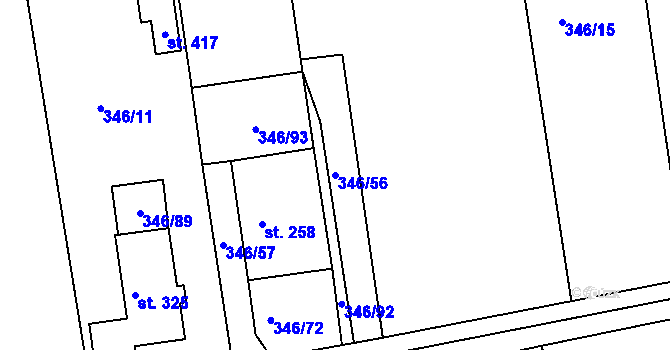 Parcela st. 346/56 v KÚ Skuhrov pod Brdy, Katastrální mapa
