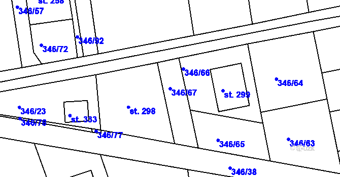 Parcela st. 346/67 v KÚ Skuhrov pod Brdy, Katastrální mapa