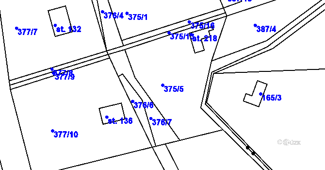 Parcela st. 375/5 v KÚ Skuhrov pod Brdy, Katastrální mapa