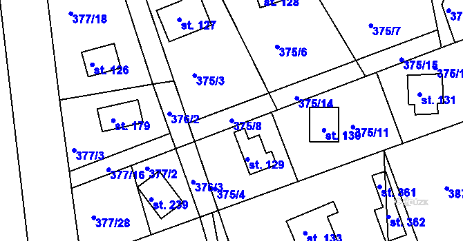 Parcela st. 375/8 v KÚ Skuhrov pod Brdy, Katastrální mapa