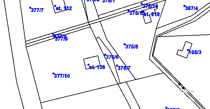 Parcela st. 376/6 v KÚ Skuhrov pod Brdy, Katastrální mapa