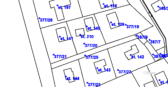 Parcela st. 377/20 v KÚ Skuhrov pod Brdy, Katastrální mapa