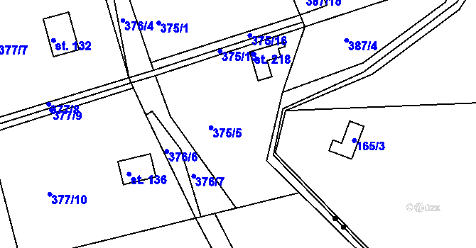 Parcela st. 387/5 v KÚ Skuhrov pod Brdy, Katastrální mapa