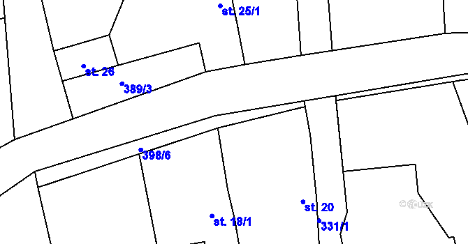 Parcela st. 389/9 v KÚ Skuhrov pod Brdy, Katastrální mapa