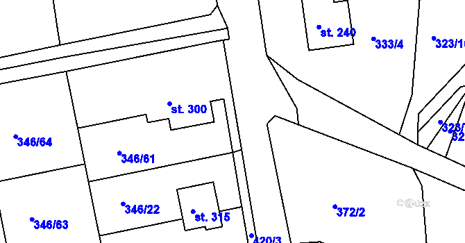 Parcela st. 420/2 v KÚ Skuhrov pod Brdy, Katastrální mapa
