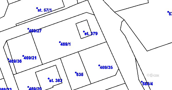 Parcela st. 469/1 v KÚ Skuhrov pod Brdy, Katastrální mapa