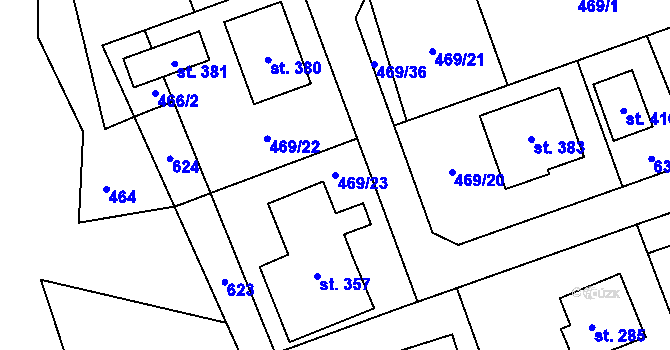 Parcela st. 469/23 v KÚ Skuhrov pod Brdy, Katastrální mapa