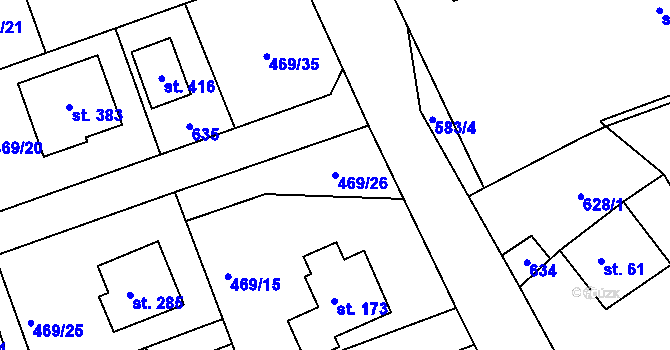 Parcela st. 469/26 v KÚ Skuhrov pod Brdy, Katastrální mapa