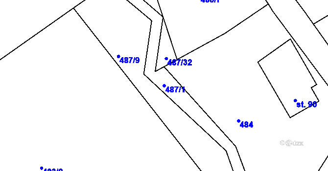 Parcela st. 487/1 v KÚ Skuhrov pod Brdy, Katastrální mapa