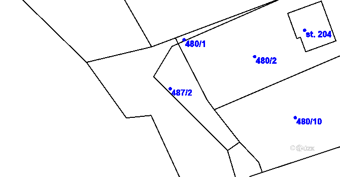 Parcela st. 487/2 v KÚ Skuhrov pod Brdy, Katastrální mapa