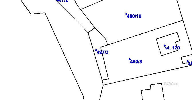 Parcela st. 487/3 v KÚ Skuhrov pod Brdy, Katastrální mapa