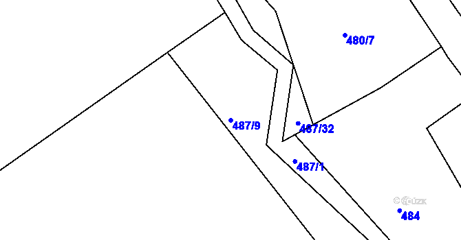 Parcela st. 487/9 v KÚ Skuhrov pod Brdy, Katastrální mapa