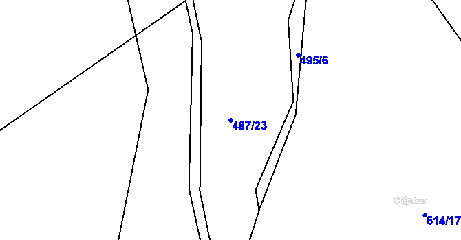 Parcela st. 487/23 v KÚ Skuhrov pod Brdy, Katastrální mapa