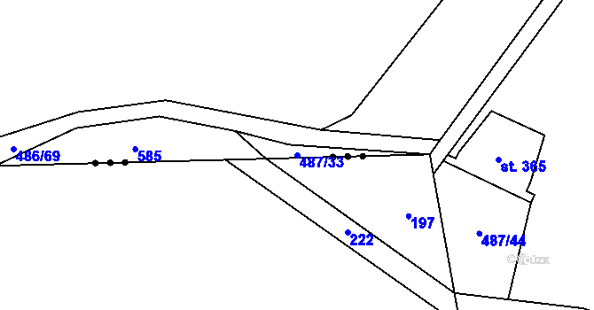 Parcela st. 487/33 v KÚ Skuhrov pod Brdy, Katastrální mapa