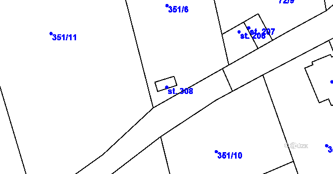 Parcela st. 308 v KÚ Skuhrov pod Brdy, Katastrální mapa