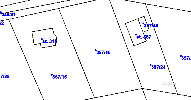 Parcela st. 357/16 v KÚ Skuhrov pod Brdy, Katastrální mapa