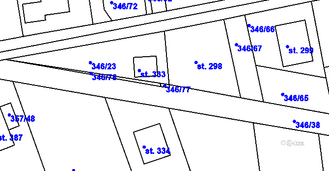 Parcela st. 346/77 v KÚ Skuhrov pod Brdy, Katastrální mapa