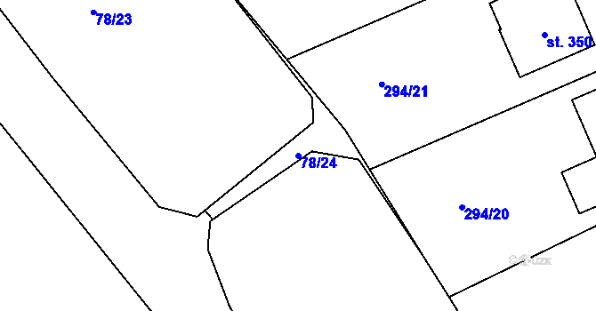 Parcela st. 78/24 v KÚ Skuhrov pod Brdy, Katastrální mapa