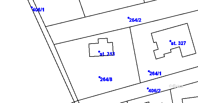 Parcela st. 313 v KÚ Skuhrov pod Brdy, Katastrální mapa