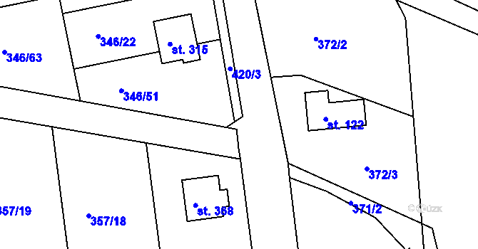 Parcela st. 420/4 v KÚ Skuhrov pod Brdy, Katastrální mapa